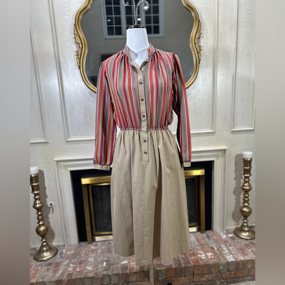 Vintage Anjac by Jack Needleman‎ Striped Button-Front Dress (See Measurements)